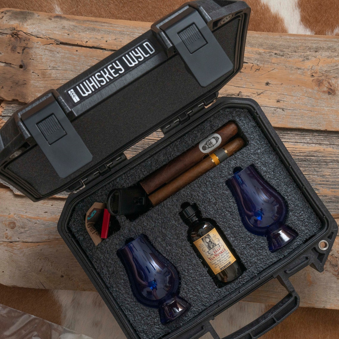 Whiskey Glencairn and Cigar Travel Humidor Case Etsy