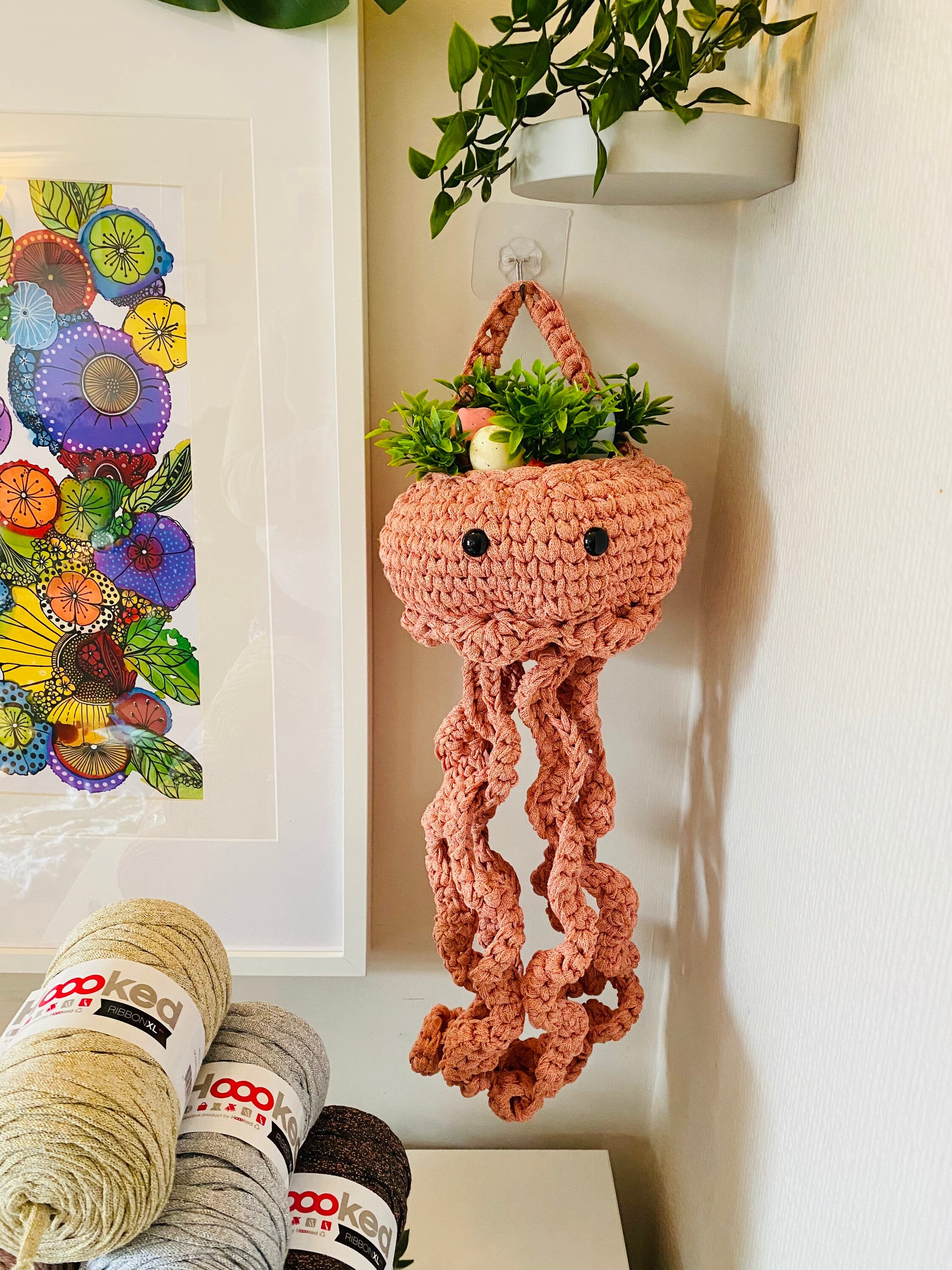 Jelly fish hanging basket wall plant basket Etsy