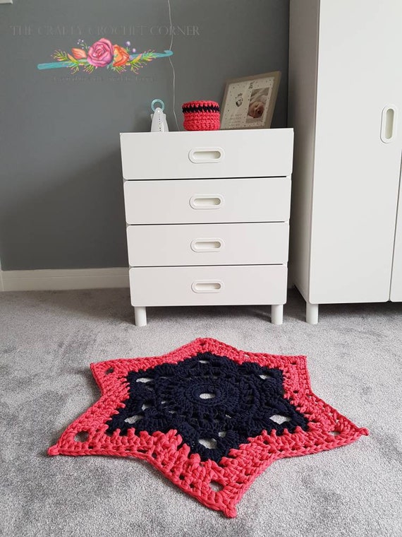 Star Rug And Basket In Navy Blue And Hot Pink Bedroom Bathroom Mat Girls Room