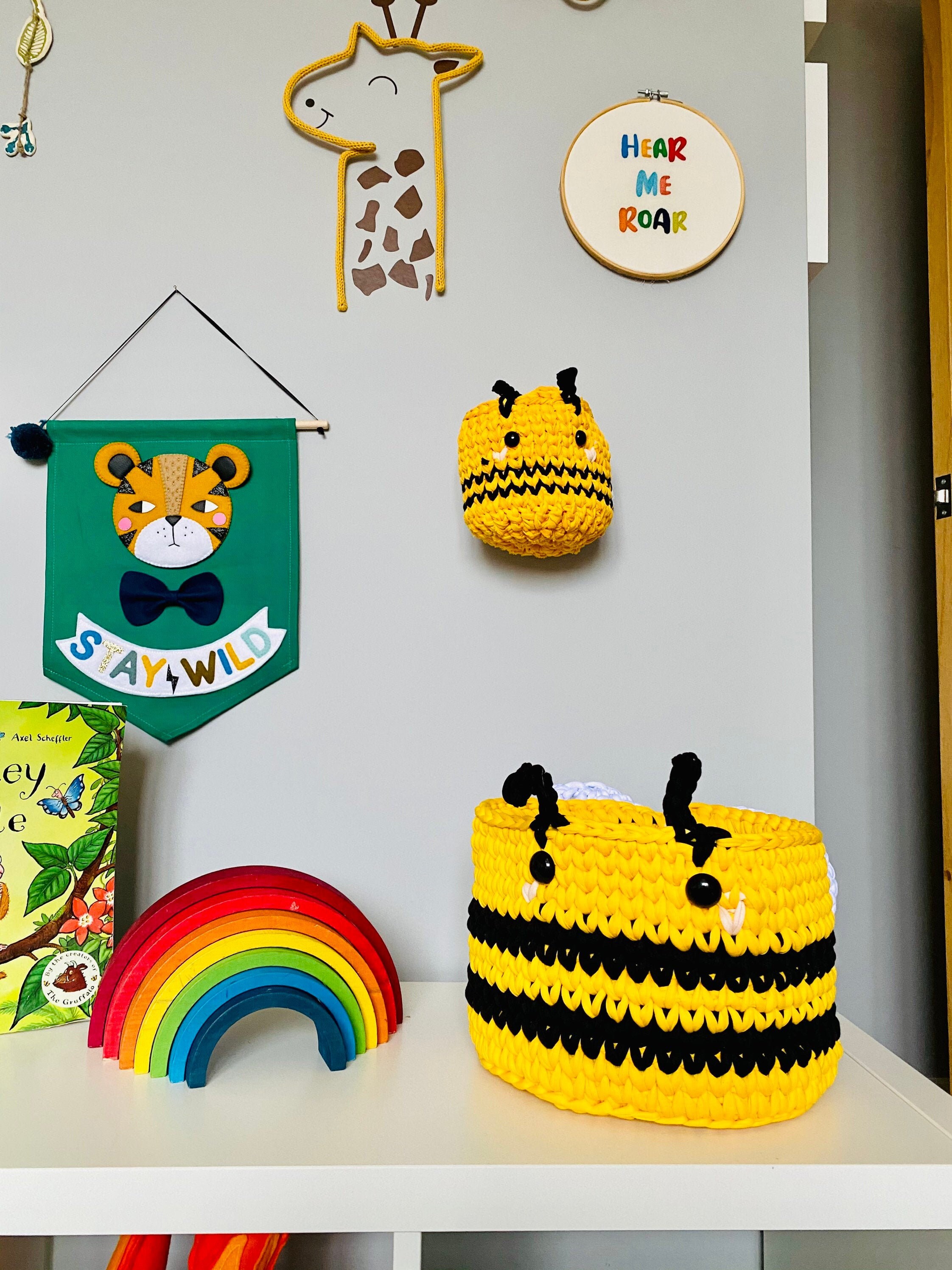 Bumble Bee Wall basket Toy basket plant hanger Etsy