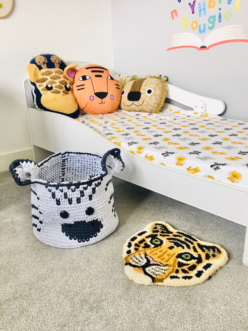 Zebra toy basket storage jungle nursery safari bedroom eco Etsy