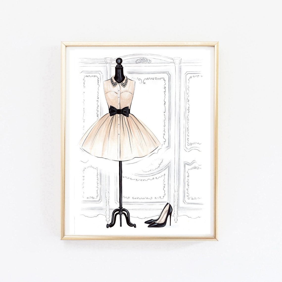 DIGITAL Watercolor Fashion Wall Art Dress Form Art Printable | Etsy