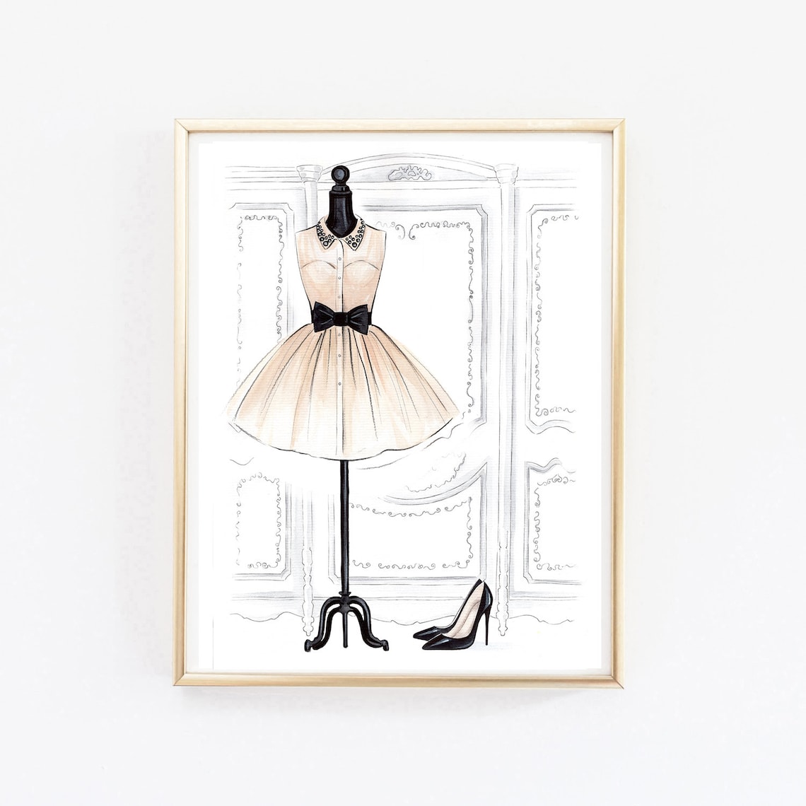 DIGITAL Watercolor Fashion Wall Art Dress Form Art Printable Etsy