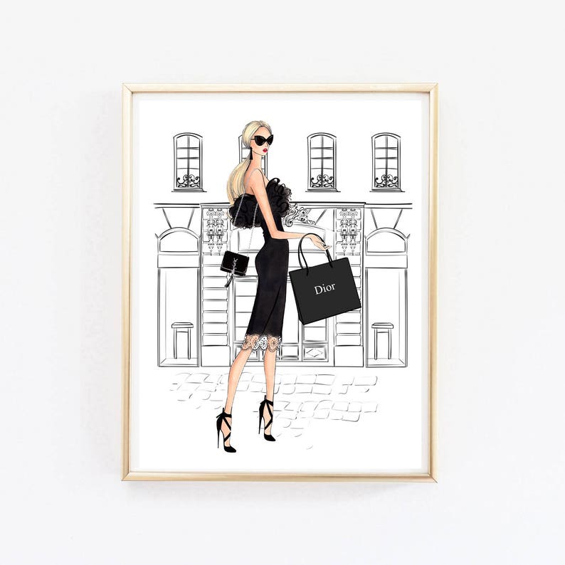 Fashion Ilration Wall Decor Girly Art High Vanity Feminine Dorm