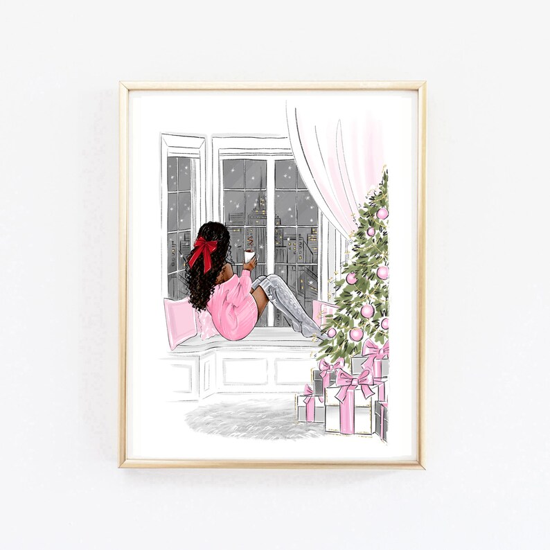 Girl Bedroom Decor Fashion Sketch Christmas Art Print Teen Girl Wall Art Girly Wall Decor Christmas Art Fashion Illustration Art Collectibles Drawing Illustration Delage Com Br