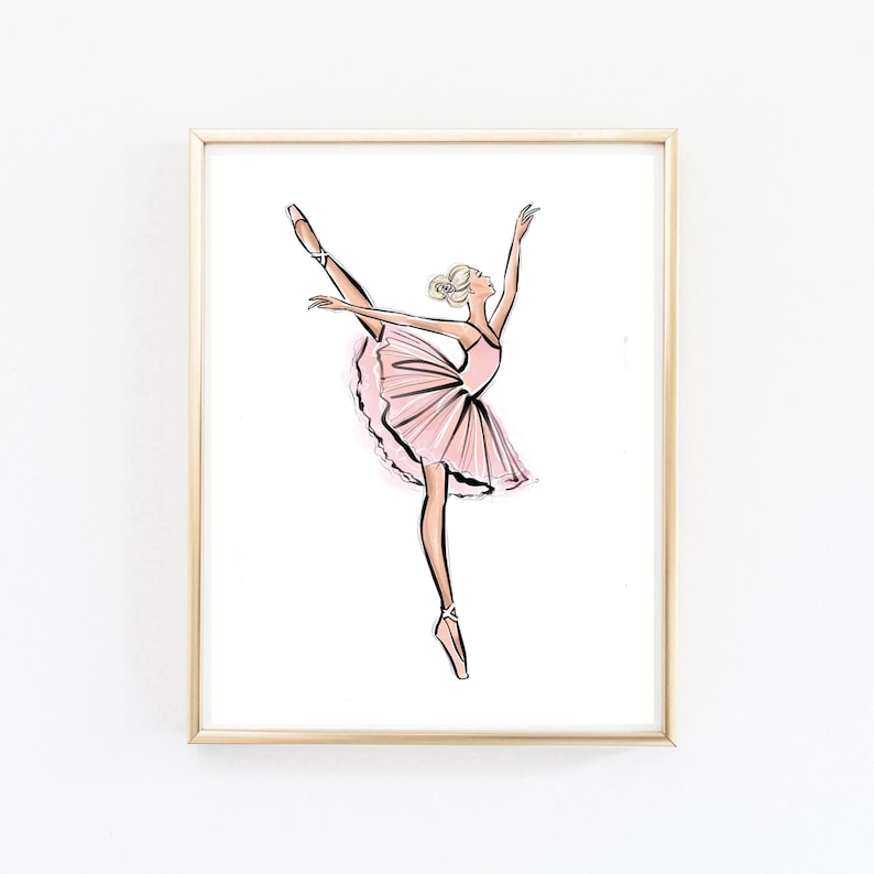 Pink Ballerina Wall Art Print Romantic Wall Art Watercolor Etsy