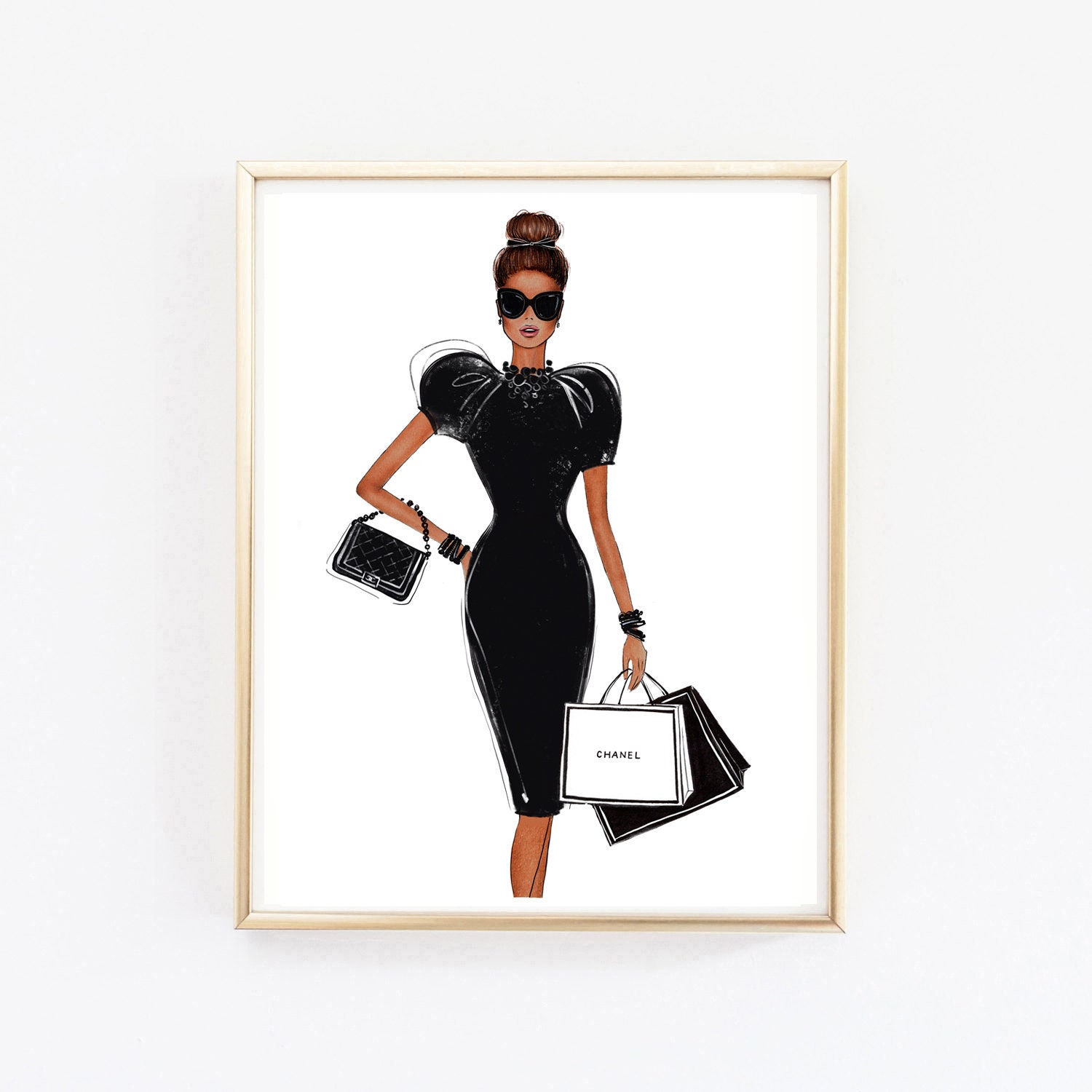 Fashion Girl Art Dress Illustration Black Fashion Wall Art Etsy