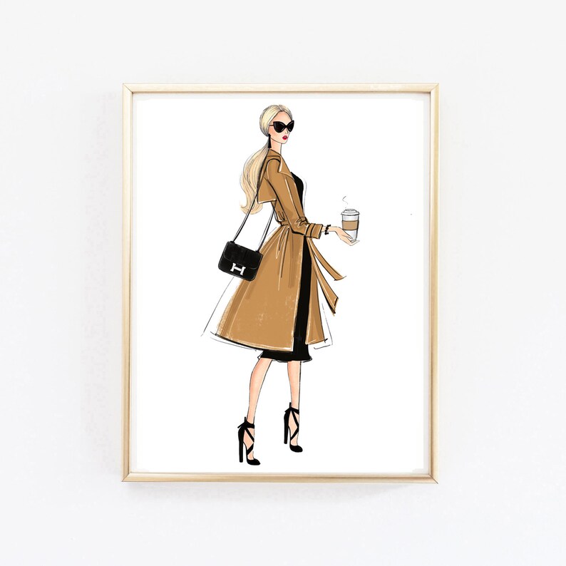 Fashion Girl Art Fashion Illustration Girly Wall Decor Fashion Bedroom Art Beauty room art Coffee art print Closet Art Fashion sketch