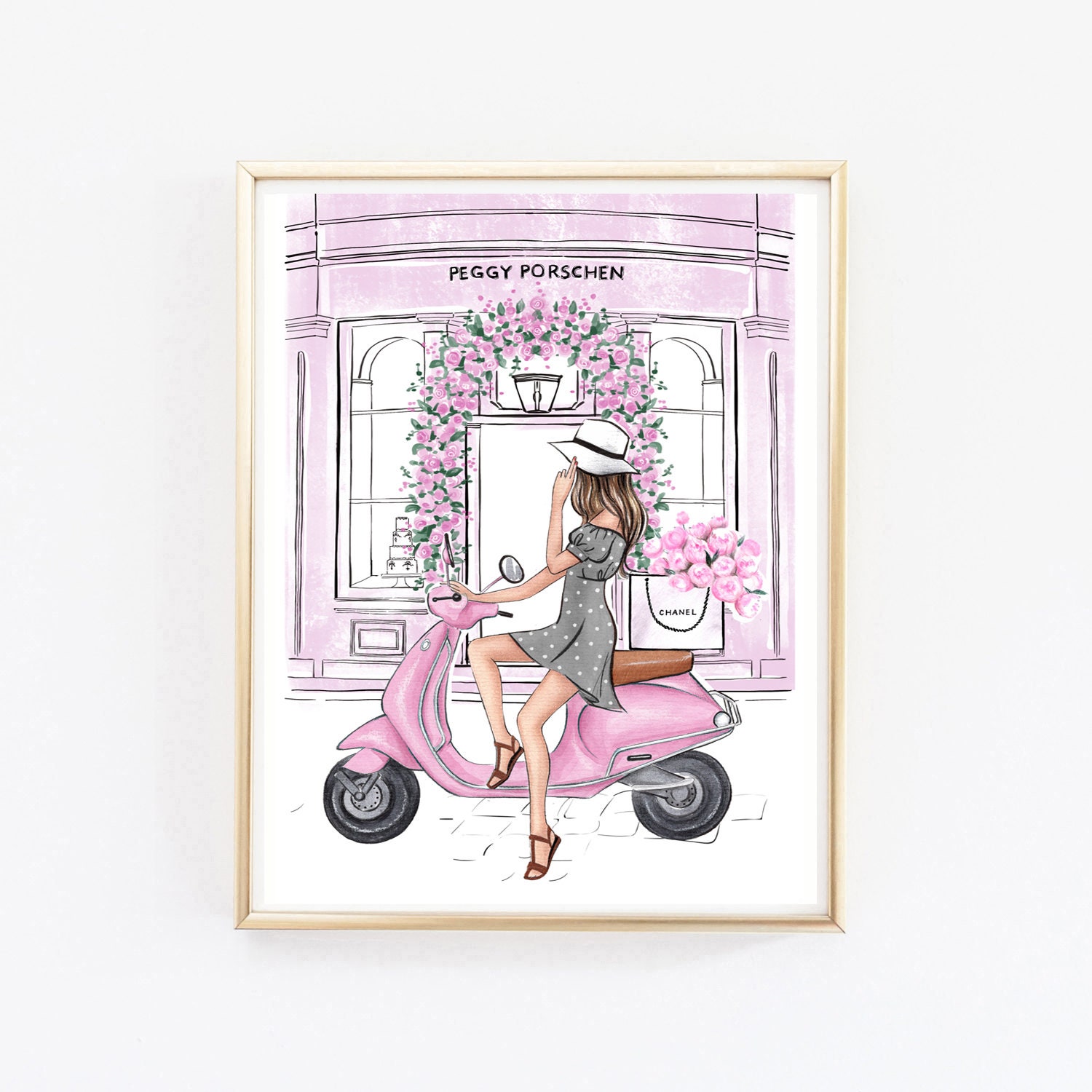 Blush Pink Fashion Illustration Poster Girly Wall Art Floral | Etsy