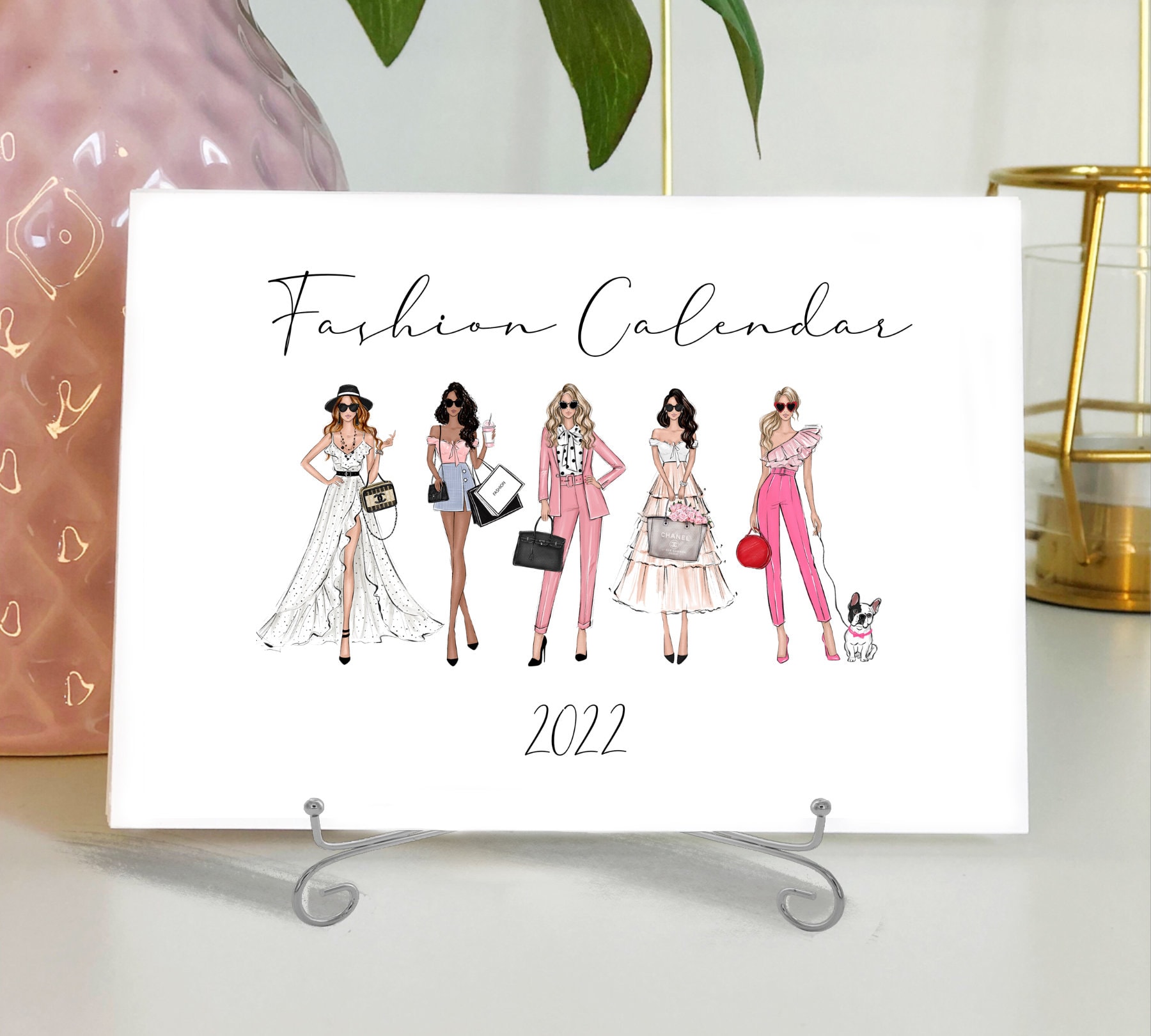 Fashion Calendar 2022 2022 Desk Calendar Fashion Illustration Mini Calendar | Etsy Uk