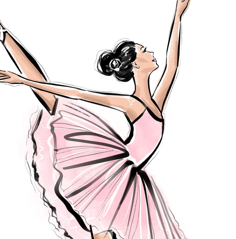 Pink ballerina wall art print Romantic wall art Watercolor Etsy
