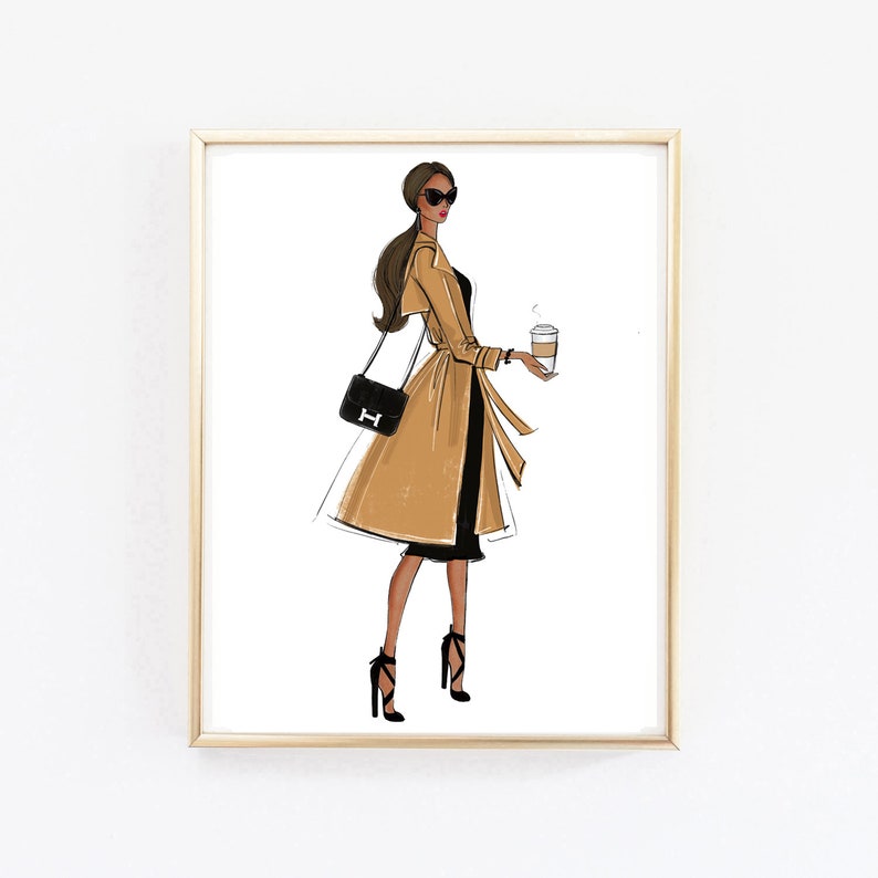 Fashion Girl Art Fashion Illustration Girly Wall Decor Fashion Bedroom Art Beauty room art Coffee art print Closet Art Fashion sketch