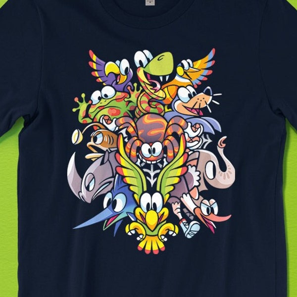 CAMISETA DKC Animal Buddies // Donkey Kong Country Animals // Rambi Enguarde Squitter Rattly Squawks // Retro SNES // Regalos para jugadores