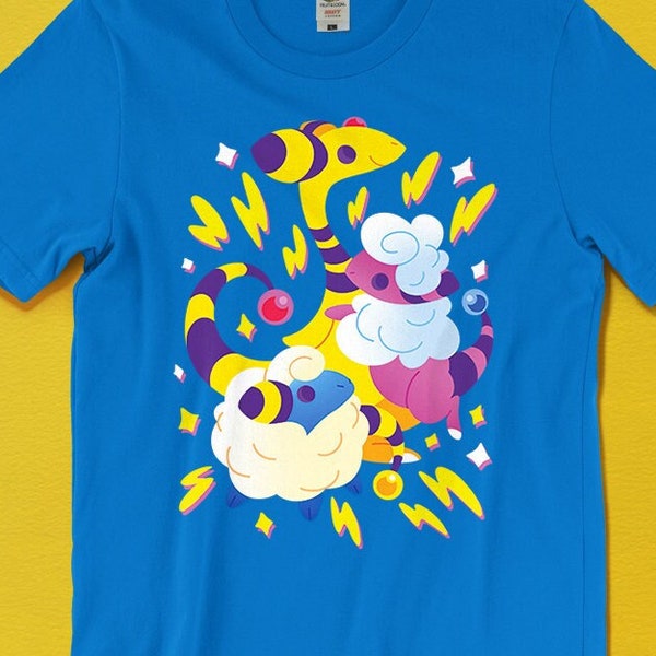 Mareep Flaafy Ampharos T-SHIRT 'Electric Sheep' // Johto // Gen2 // Electric Type // Cute // Bright // Colorful //