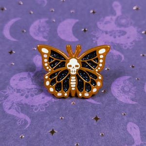 Ill Omen Skull Butterfly Enamel Pin // Twisted Forest