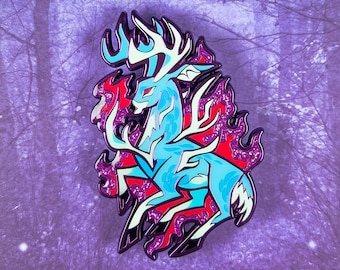 Burning Antlers Deer Enamel Pin // Twisted Forest
