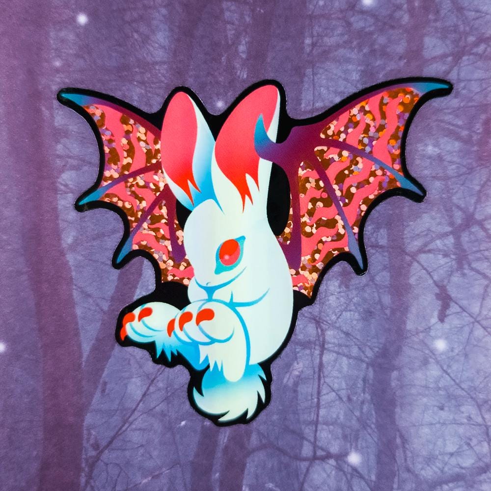 Bat Bunny Sticker // Twisted Forest - Etsy