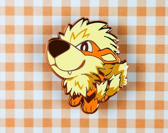 ARCANINE Enamel Pin // + Shiny Version! // Big Head Fisheye Lens Style // GOOD DOG! Series