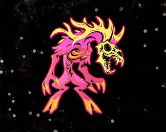 Neon Cryptids Deer Man Wendigo Enamel Pin