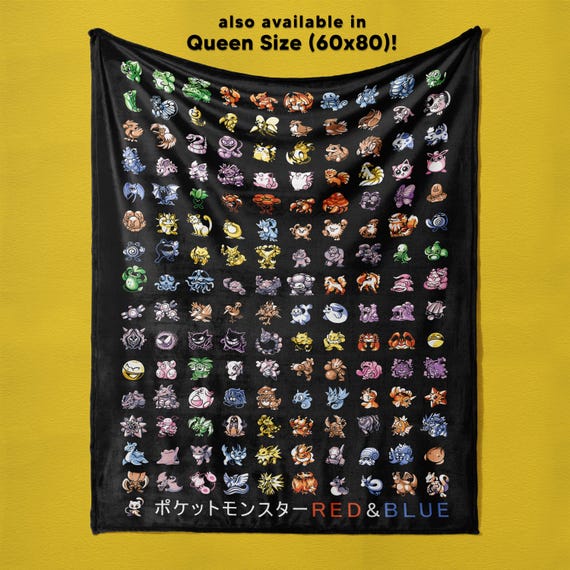 Kanto 151 THROW BLANKET // First Gen 1 Original // Pkmn Red Blue