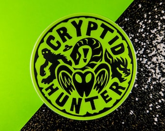 Cryptid Hunter Sticker // Bigfoot // Mothman // Loch Ness Monster