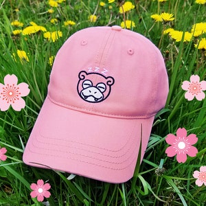 Sleepy Slowpoke Dad Cap // Embroidered Hat // Cute // Pink // Retro // Gen 1 // Original 151