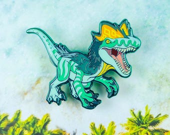 Dilophosaurus Enamel Pin // Jurassic Attack! Dinosaur Series