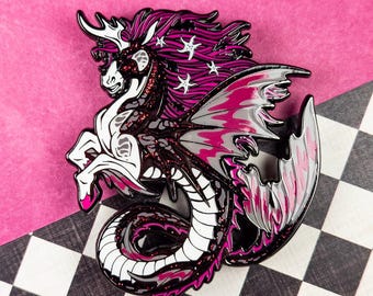 Hippocampus Enamel Pin "Velvet Nightmare" // Chimera ~ Mythical Creature