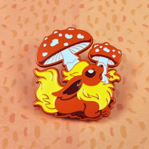 Flareon Mushroom Enamel Pin — Eeveelutions Matched with Fungi Species