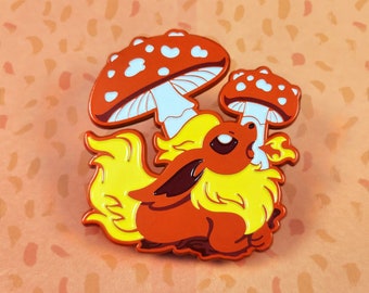 Flareon Mushroom Enamel Pin — Eeveelutions Matched with Fungi Species