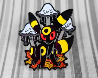Umbreon Mushroom Enamel Pin — Eeveelutions Matched with Fungi Species