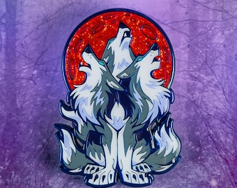 Drei Wolf Mond Emaille Pin // Twisted Forest