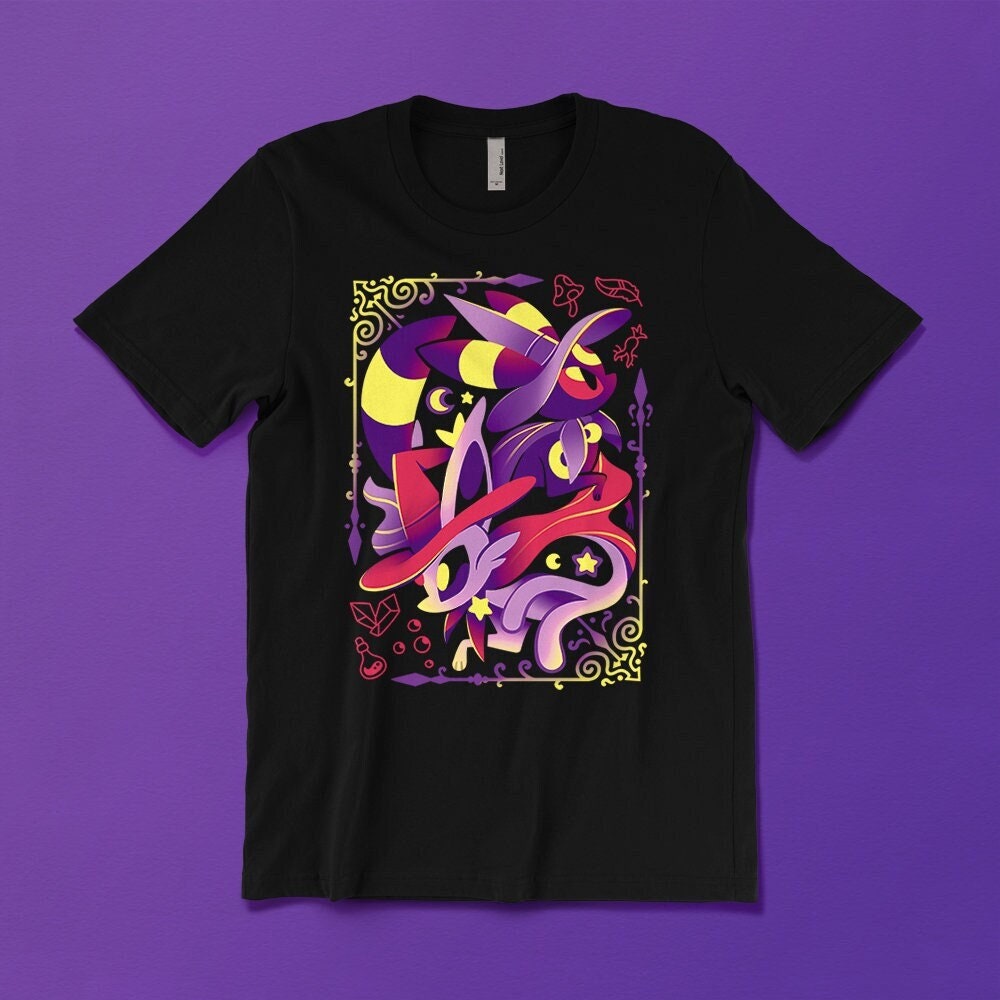 ブラッキー エーフィ Tシャツ「魔女と魔法使い」 // イーブイの