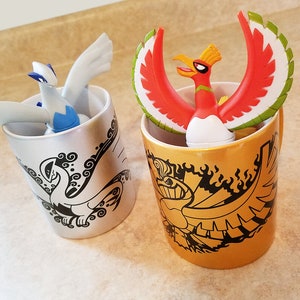 Lugia Ho-oh Gold & Silver MUGS // Lugia // Ho-oh // Gen2 // Legendary // Metallic // Drinkware