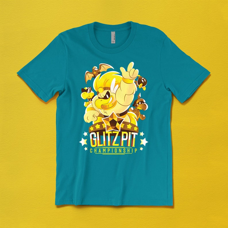 Glitz Pit T-SHIRT // Paper Mario Thousand Year Door // Rawk Hawk // Koopa // Bobomb // Gamecube // Gifts for Gamers Turquoise