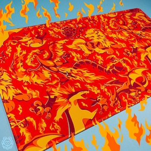 Fire Type Pattern Playmat // Gaming Desk Mat Mouse Pad // Charizard // Typhlosion // Moltres // Arcanine