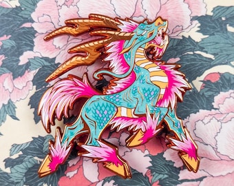 Kirin Enamel Pin "Green Tea" // Chimera ~ Mythical Creature from Japan