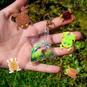 Loads &#39;O&#39; Toads Shaker Keychain - 5 Different Frogs in Transparent Bubble Bag
