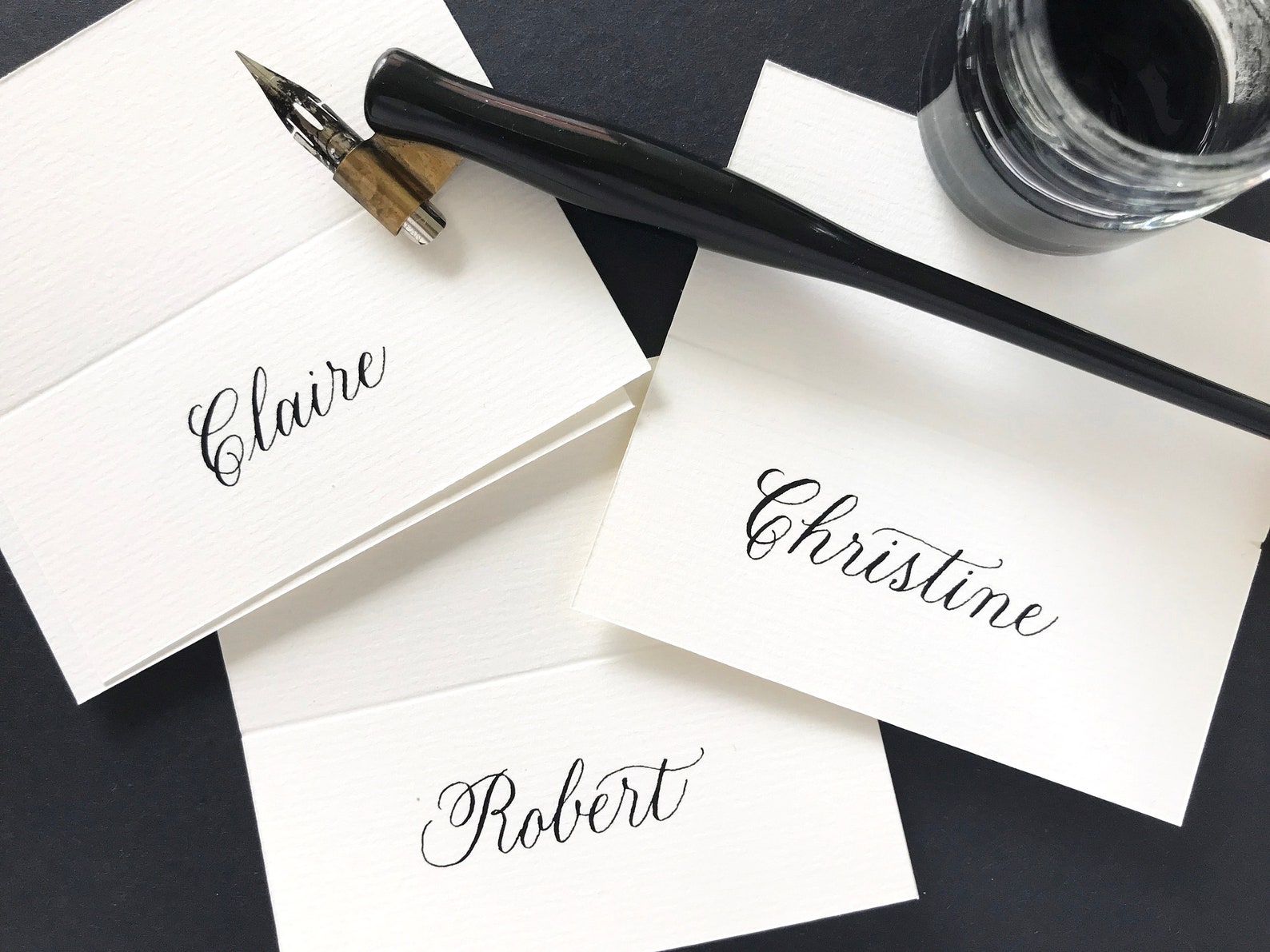 Calligraphy place cards handlettered for weddings and Etsy