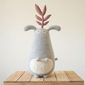 Soft toys for babies, big stuffed, cuddly toys, children room decor, toy for kids, stuffed handmade, new born gift, wool, grey, Plant Gugus image 1