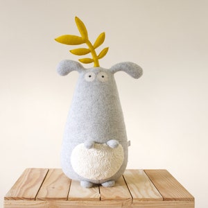 Soft toys for babies, big stuffed, cuddly toys, children room decor, toy for kids, stuffed handmade, new born gift, wool, grey, Plant Gugus