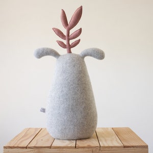 Soft toys for babies, big stuffed, cuddly toys, children room decor, toy for kids, stuffed handmade, new born gift, wool, grey, Plant Gugus image 4