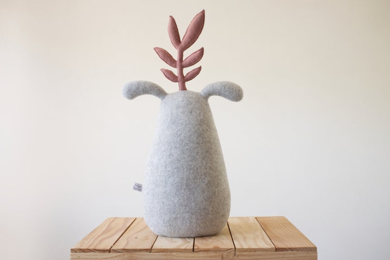 Soft toys for babies, big stuffed, cuddly toys, children room decor, toy for kids, stuffed handmade, new born gift, wool, grey, Plant Gugus image 4