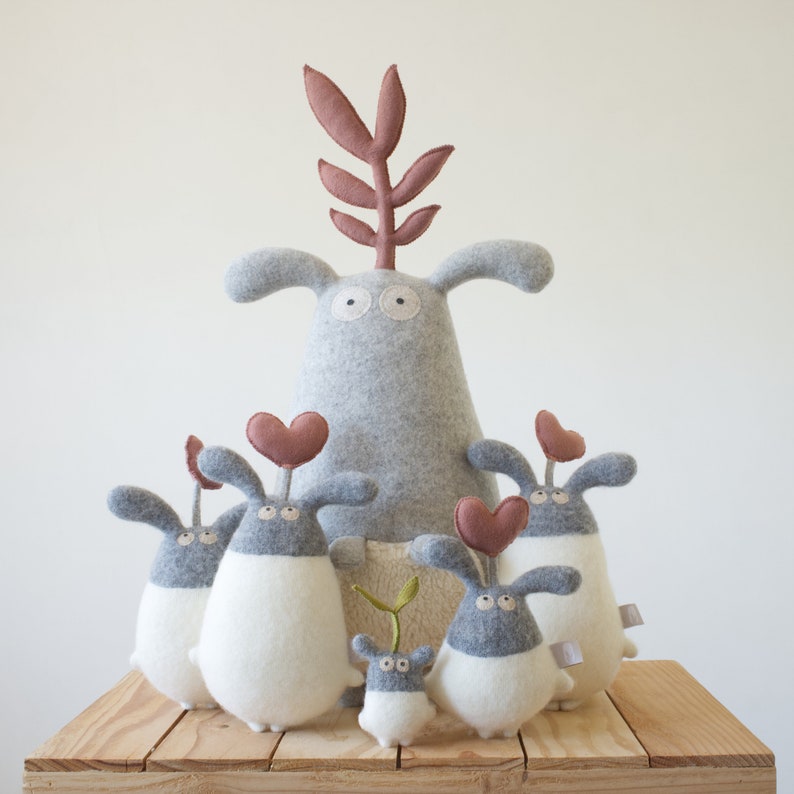 Soft toys for babies, big stuffed, cuddly toys, children room decor, toy for kids, stuffed handmade, new born gift, wool, grey, Plant Gugus image 6