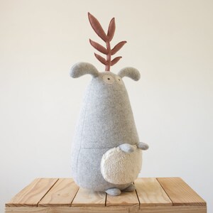 Soft toys for babies, big stuffed, cuddly toys, children room decor, toy for kids, stuffed handmade, new born gift, wool, grey, Plant Gugus image 2