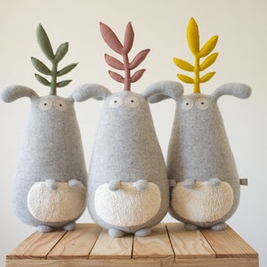 Soft toys for babies, big stuffed, cuddly toys, children room decor, toy for kids, stuffed handmade, new born gift, wool, grey, Plant Gugus image 5