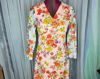 maxi dress floral flower power boho orange purple