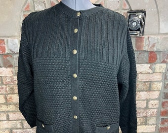 Vest trui zwart gestructureerd gezellig vintage jaren 80