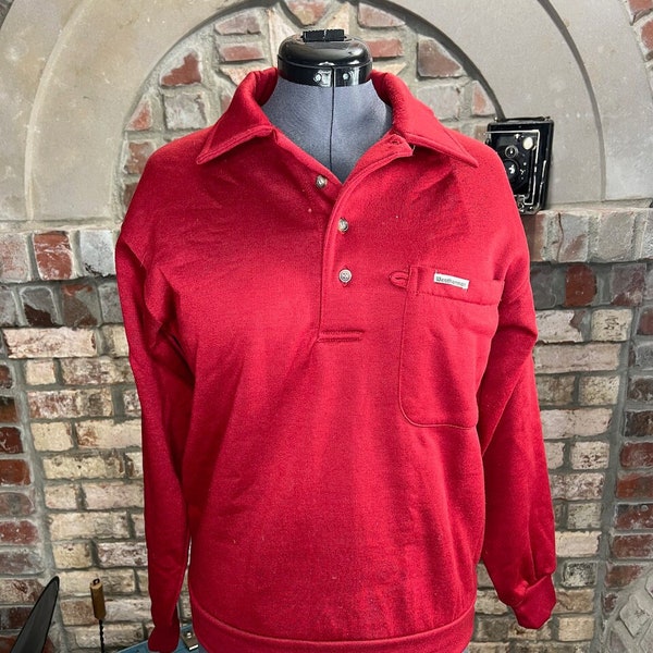 sweatshirt Weatherman collared red pocket 1970s