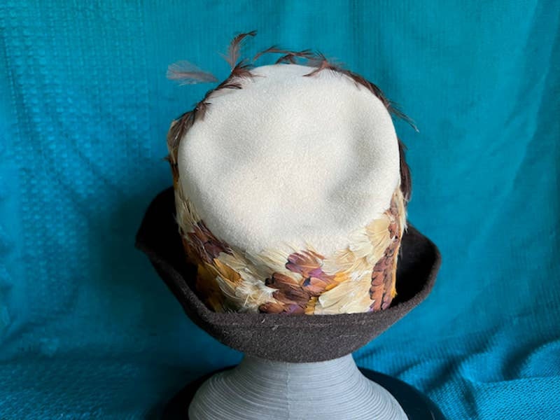 Originals by Mr Josephs Hat Felted Wool Wide Brim Feathered 